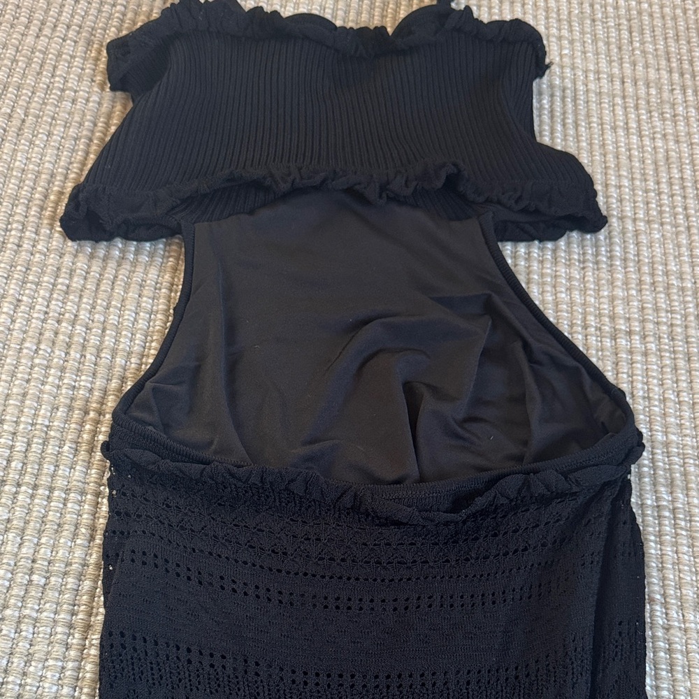 Misa Los Angeles Black Knit Crochet Dress with Cutout Details - Picture 7 of 7